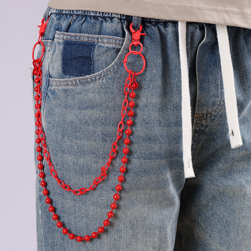Street Fashion Jewelry - سلسلة بنطلون متعددة الطبقات مزينة بالخرز