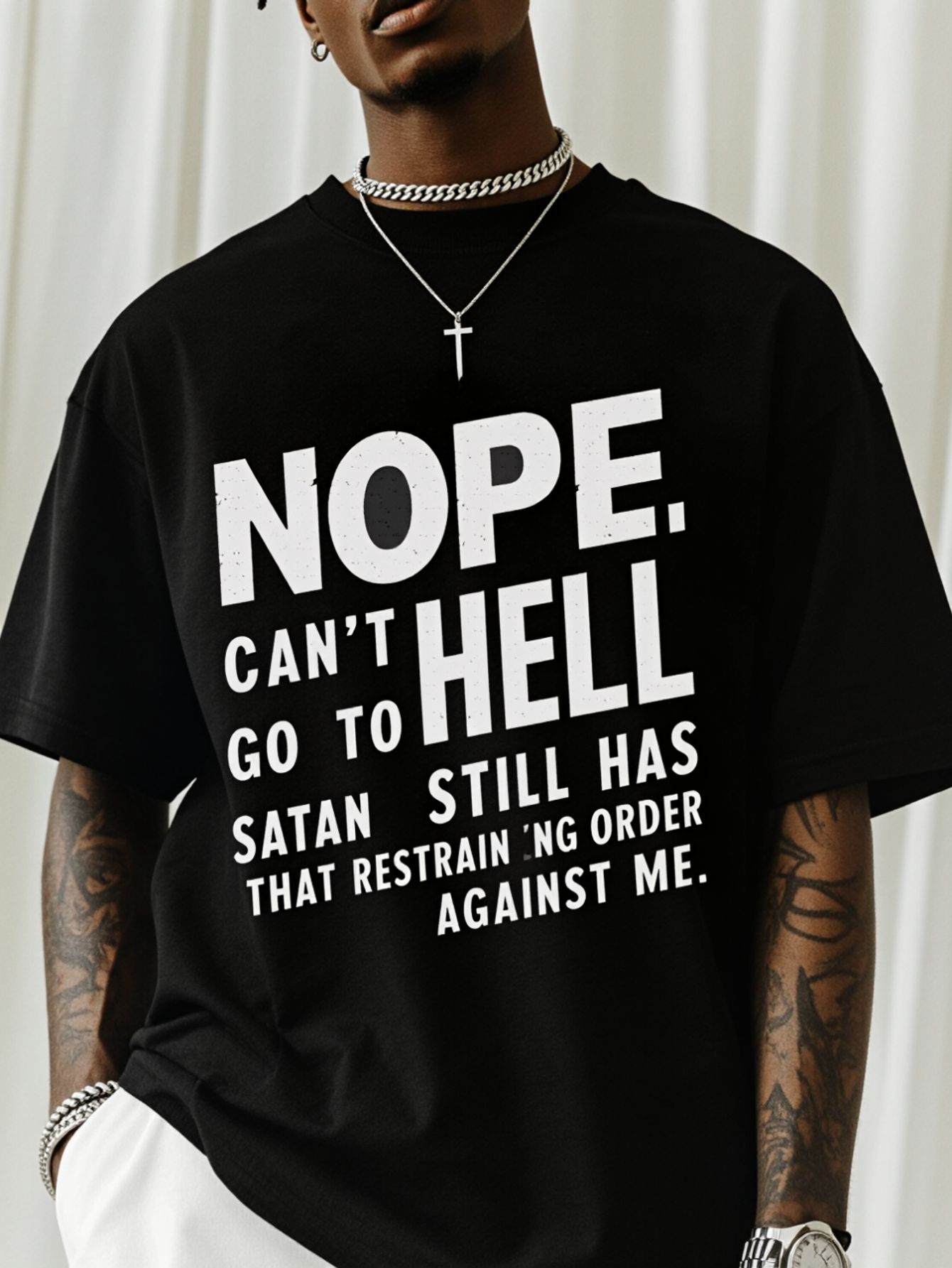 Street Style Fashion Quotes - تي شيرت رجالي مطبوع عليه 'NOPE