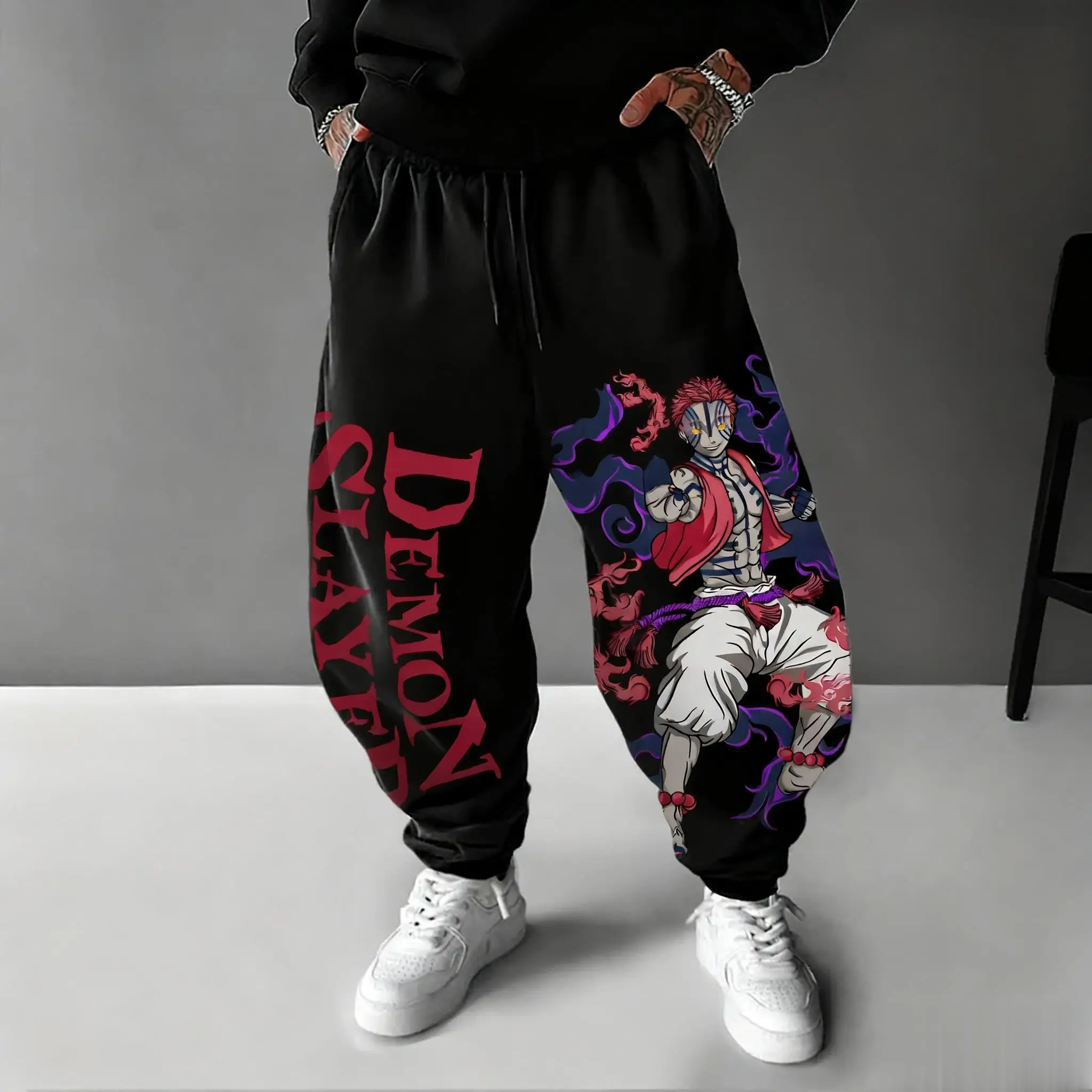 Street Fashion Japan - بنطلون أنيمي ديمون سلاير أكازا للرجال