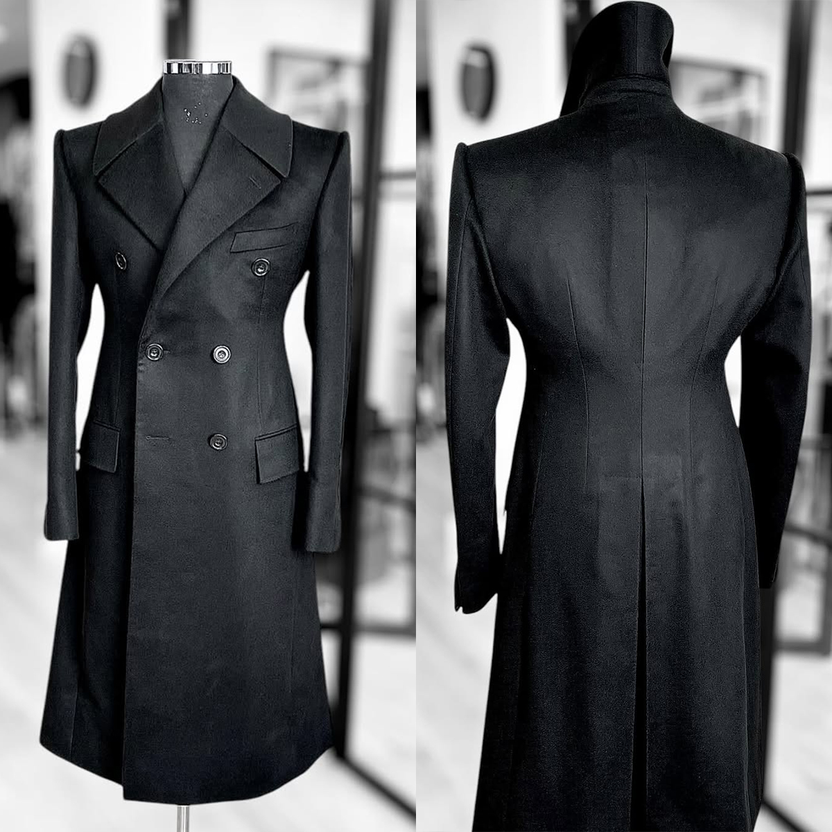 Street Fashion Shanghai - Fashion Woolen Blend Coat Men Black