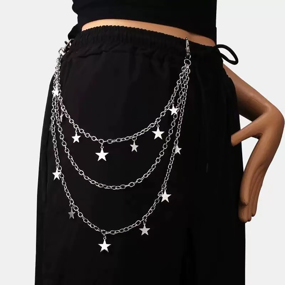 Street Fashion Jewelry - سلسلة بنطلون مزينة بالنجوم متعددة الطبقات