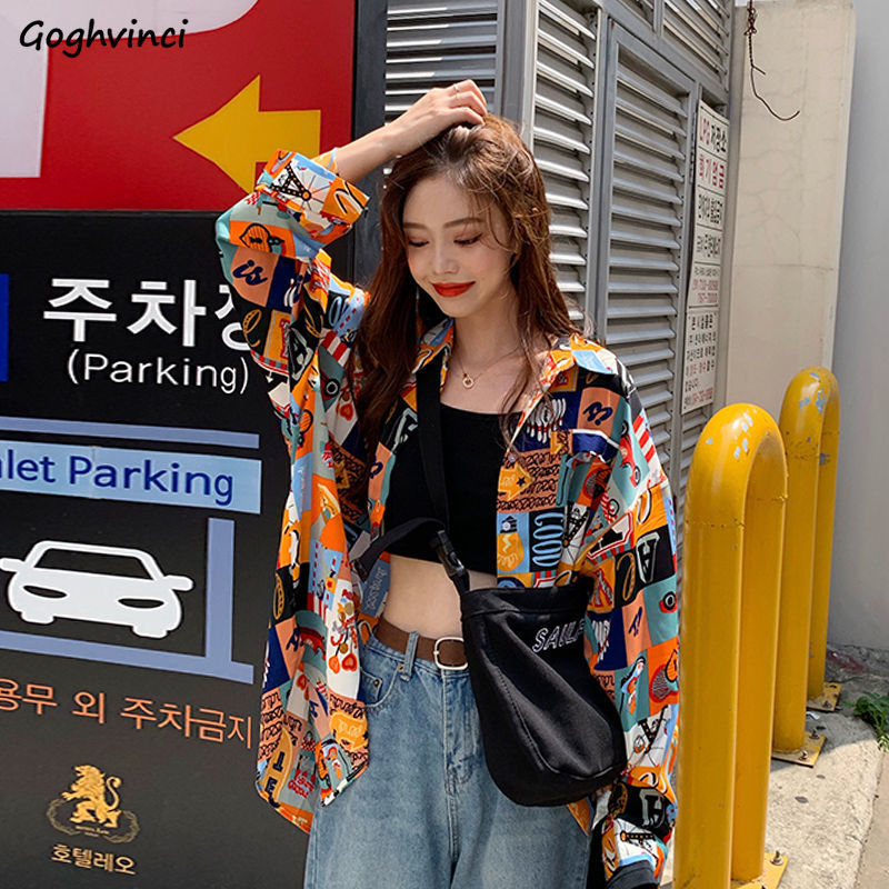 Korean Street Fashion Female - قمصان نسائية مطبوعة ، ملابس الشارع
