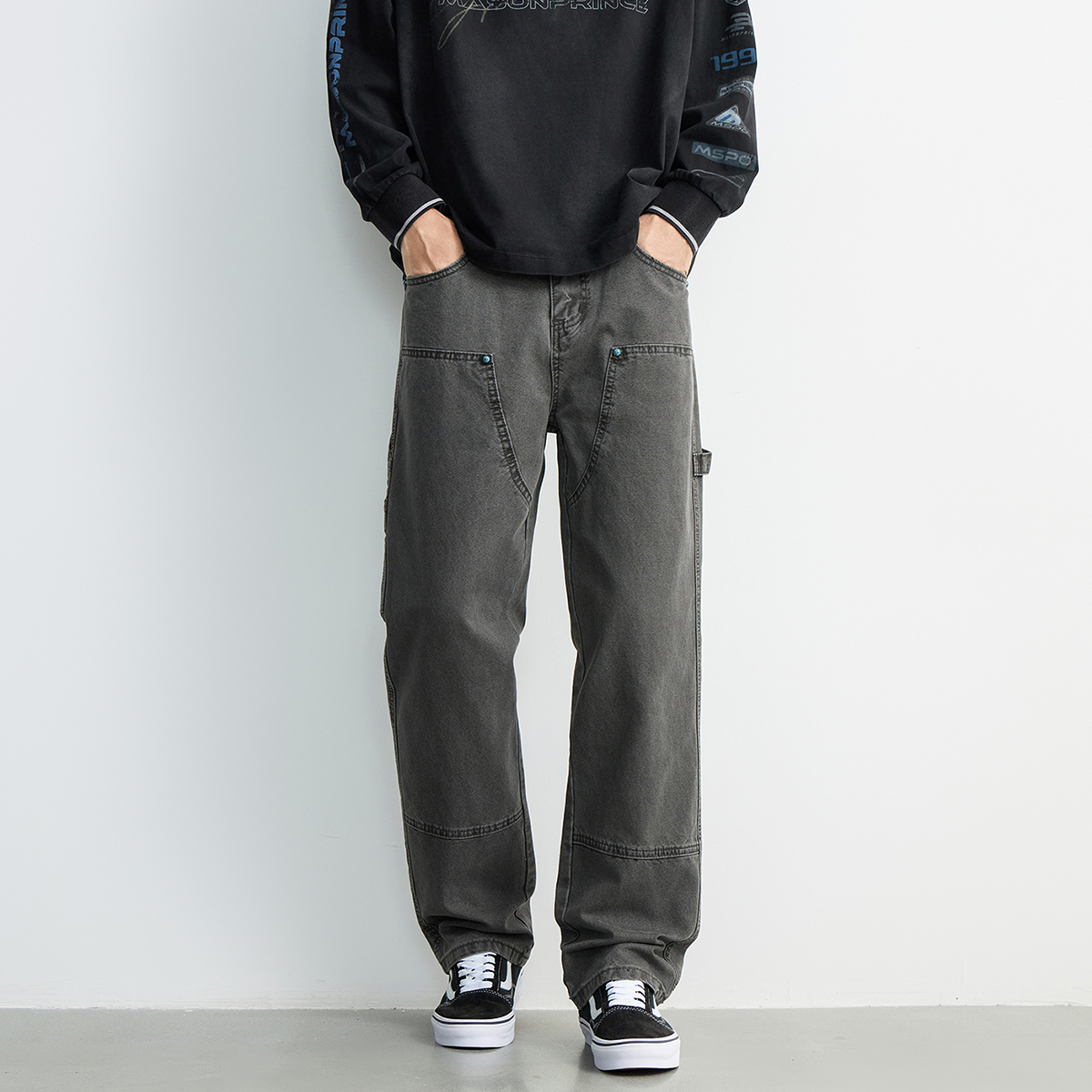 Cargo Pant Wide - بنطلون رجالي أمريكي عتيق بخياطة مزدوجة،