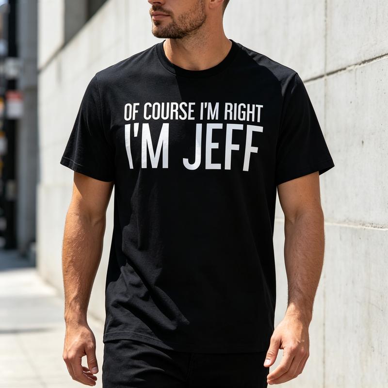 Street Style Fashion Quotes - تيشيرت رجالي بطبعة مضحكة 'Im Jeff'،
