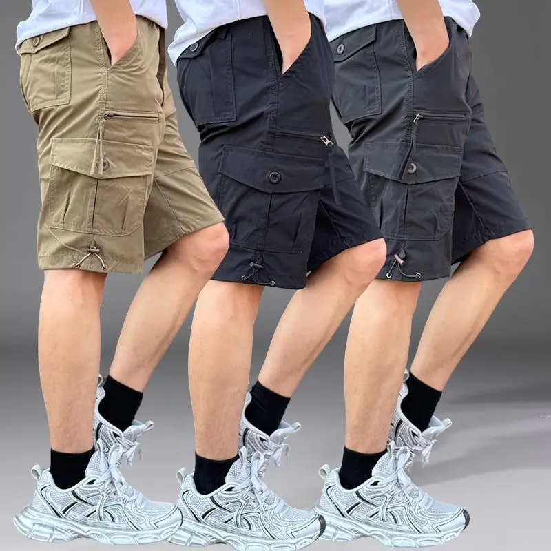Cargo Pant Wide - شورت كارجو رجالي فضفاض بلون موحد،