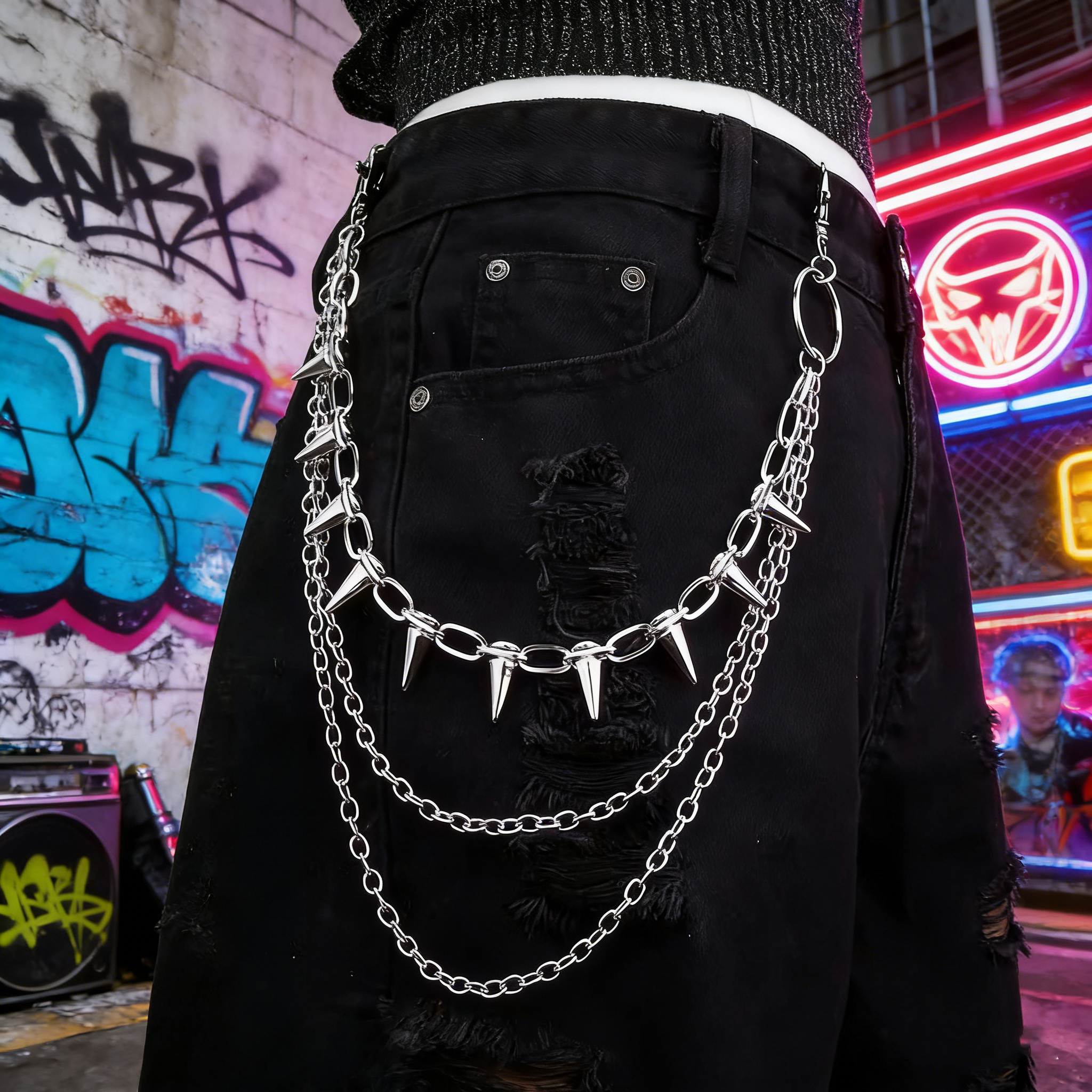 Street Fashion Jewelry - سلسلة خصر رجالية من ثلاث طبقات