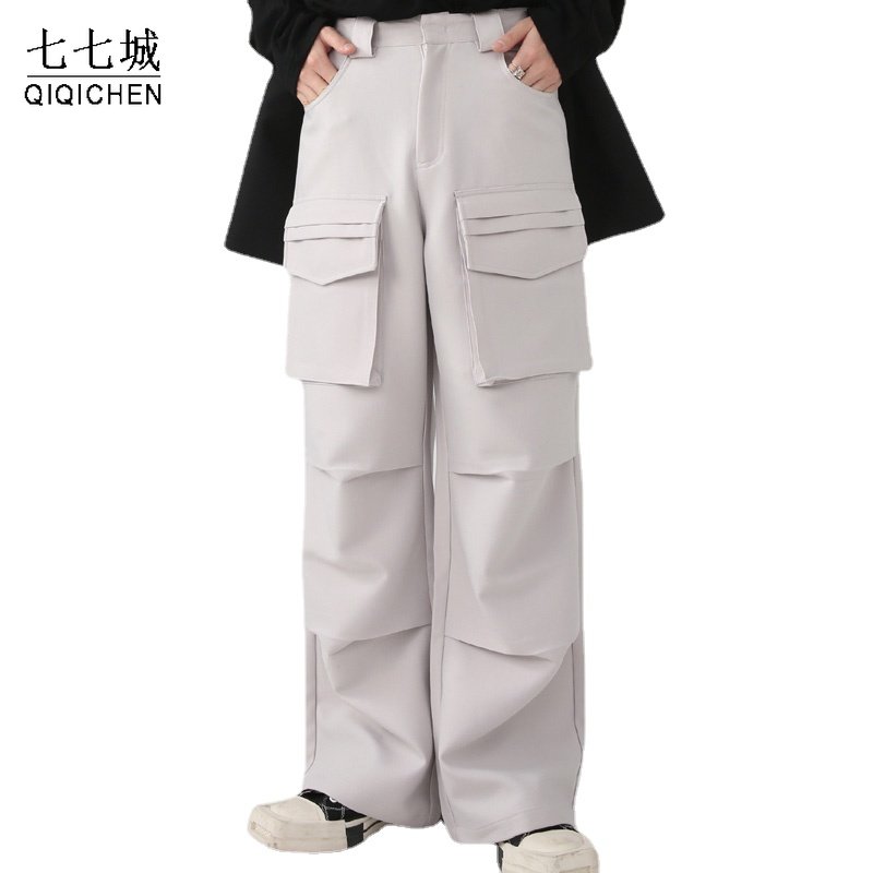 Cargo Pant Wide - السراويل البضائع خمر الرجال بلون جيب