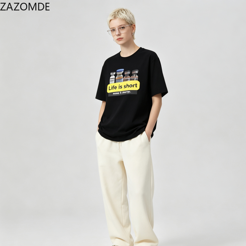 تي شيرت ZAZOMDE بطباعة اقتباسا - مراجعة Street Style Fashion Quotes وسعره