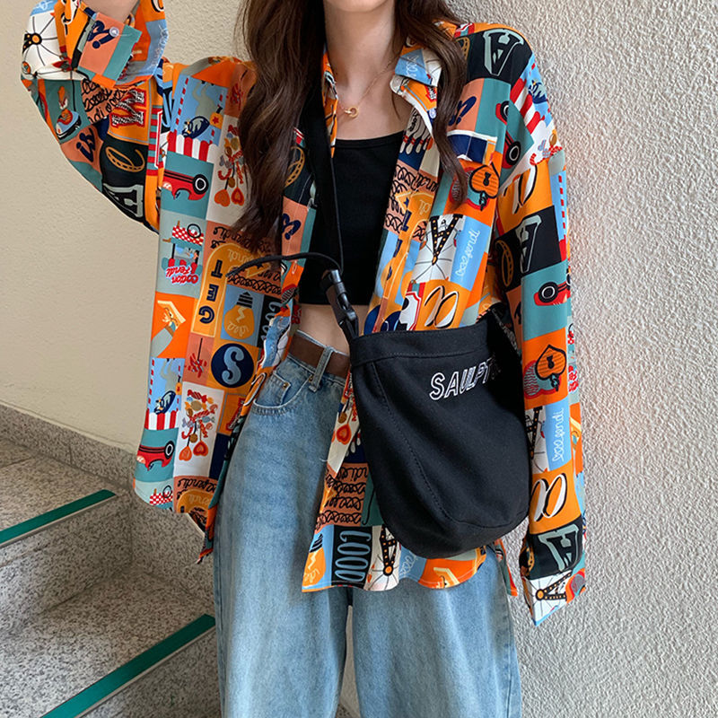 قمصان نسائية مطبوعة ، ملابس ال - مراجعة Korean Street Fashion Female وسعره