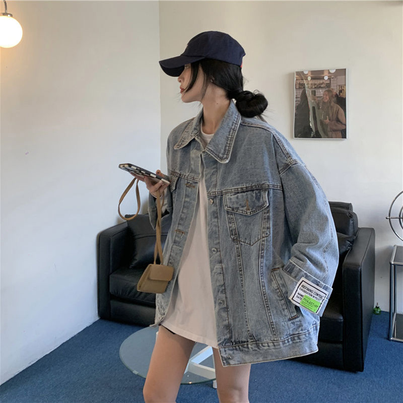 جاكيت جينز نسائي فضفاض بأكمام  - مراجعة Korean Street Fashion Female وسعره