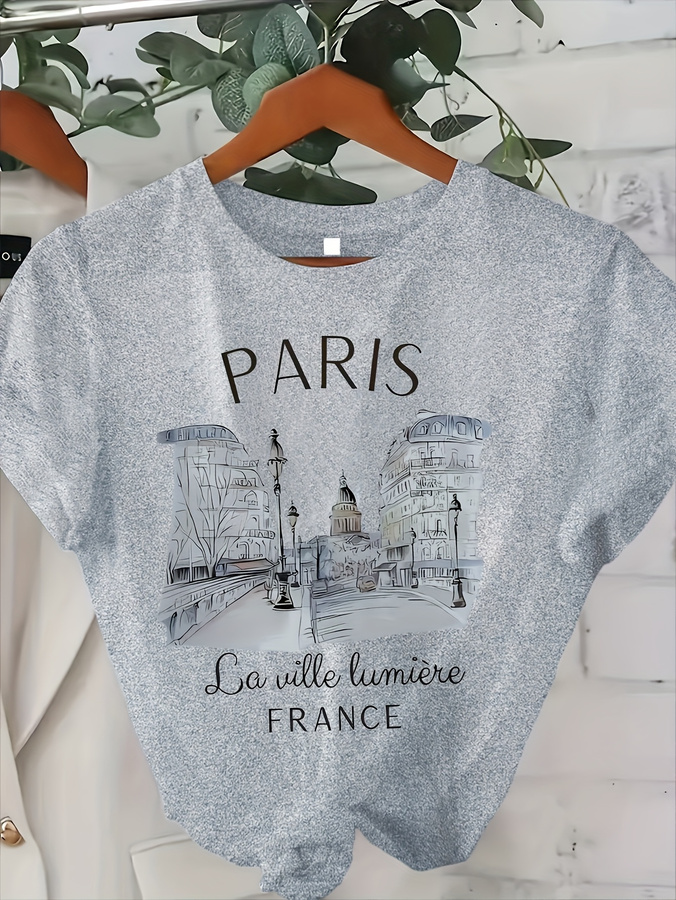 تي شيرت نسائي بطبعة باريس - قم - مراجعة Street Fashion Paris 2025 Trends وسعره