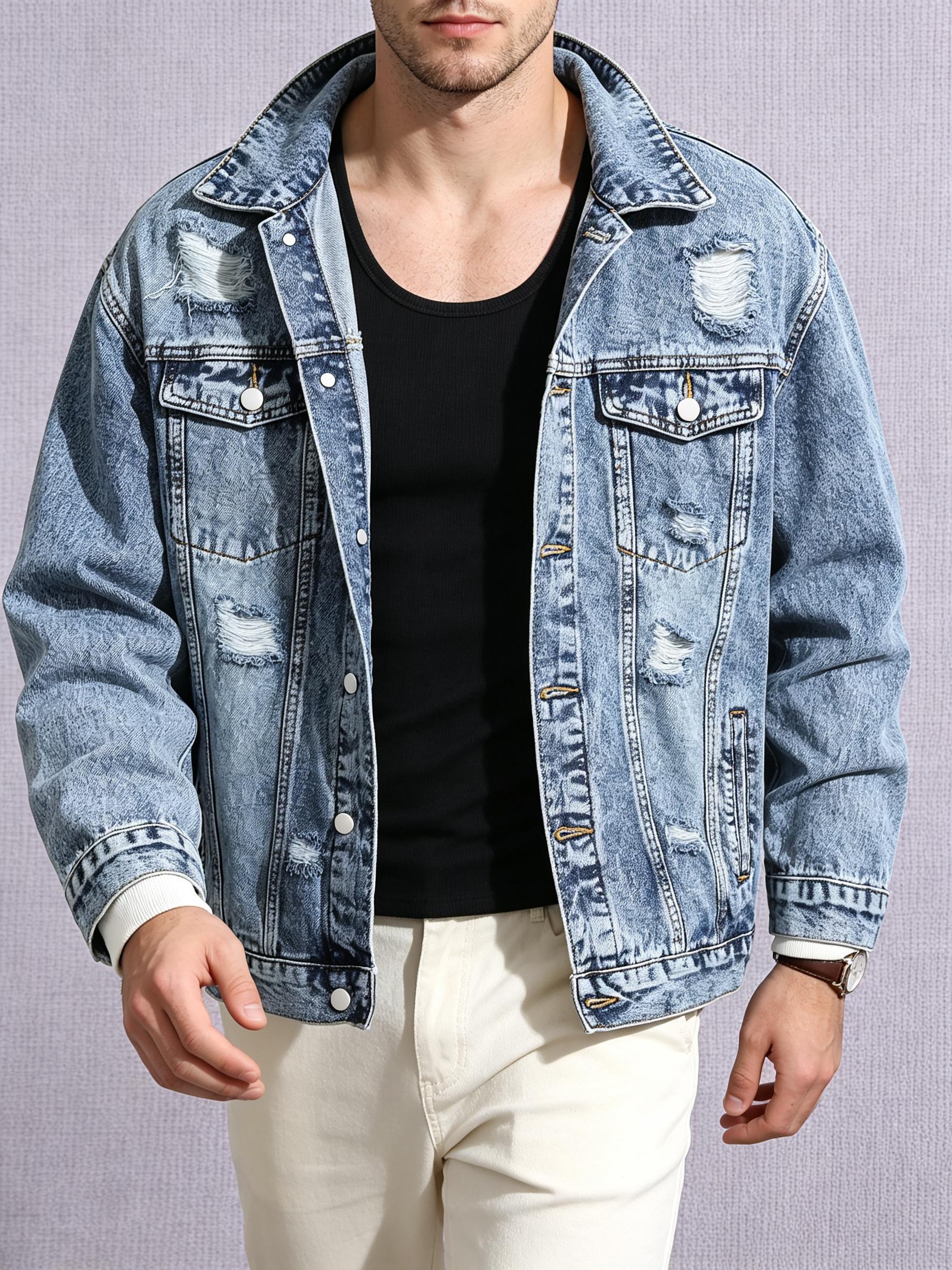 جاكيت دنيم خفيف الوزن بقصة فضف - مراجعة Street Fashion Jacket Men وسعره
